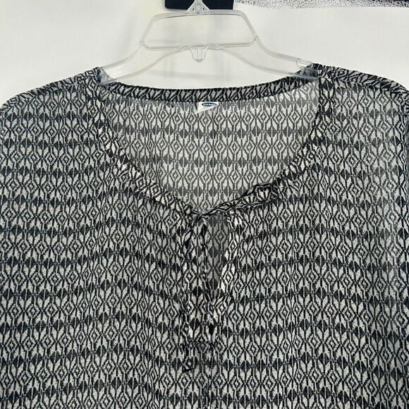 Old Navy Black Sheer Boho Top Split Neck Drop Shoulder Dolman Sleeve Size XL - Picture 2 of 10